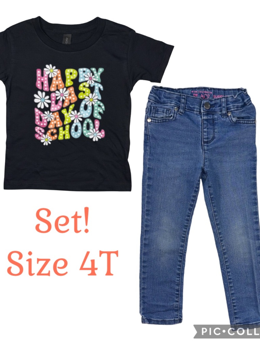 Girls 4T Outfit Set | Children’s Place Super Skinny Jeans & Graphic Tee